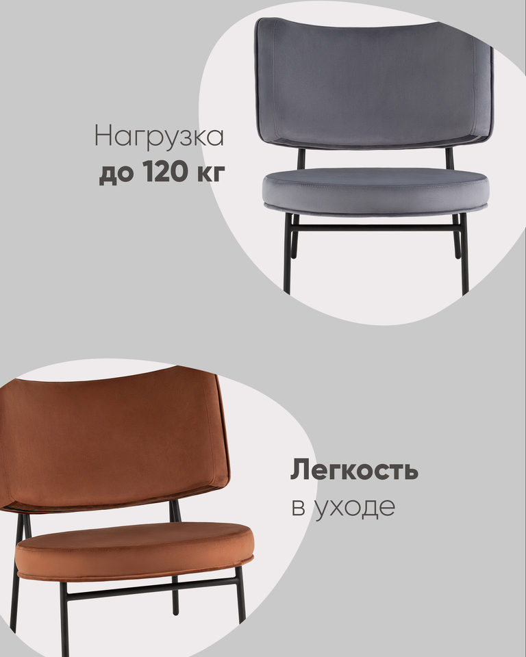Фото №8  Кресло Кресло District Lounge велюр серый