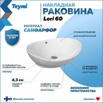 Превью фото №2  Раковина Teymi Раковина Lori 60 накладная, белая T50503