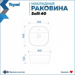 Превью фото №3  Раковина Teymi Раковина Solli 40 накладная с полочкой под смеситель, белая