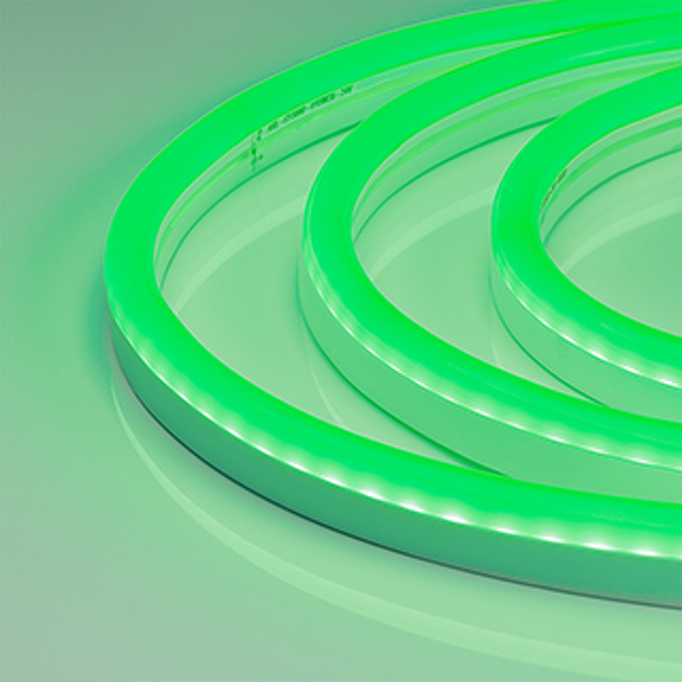 Фото №1  Arlight Гибкий неон ARL-CF2835-Classic-220V Green (26x15mm) ( 8 Вт/м, IP65)