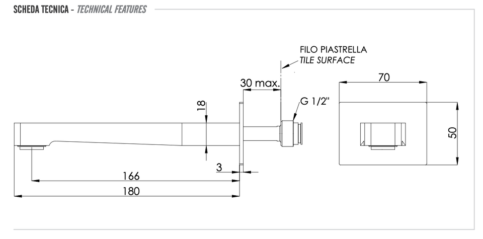 Фото №2  Излив настенный 18 см Remer 91DR