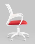 Превью фото №3  Кресло Кресло офисное Topchairs ST-BASIC-W спинка белая сетка сиденье красная ткань крестовина белый пластик