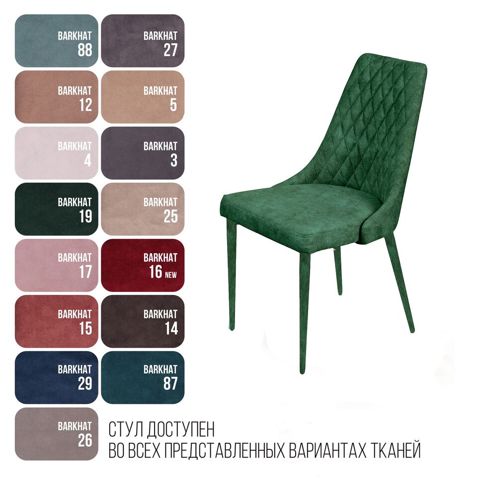 Фото №7  Top concept Стул Коннор люкс, бархат зеленый 19/конус